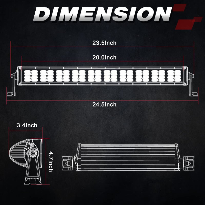 OFFROADTOWN 20Inch LED Light Bar 320W Off Road Driving Light Spot Flood Combo Work Light Fog Lights with Wiring Harness and Black Cover for Truck Pickup UTV SUV Bronco - Image 2